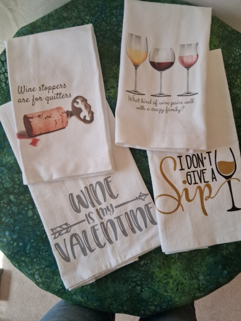4 wine themed kitchen towels